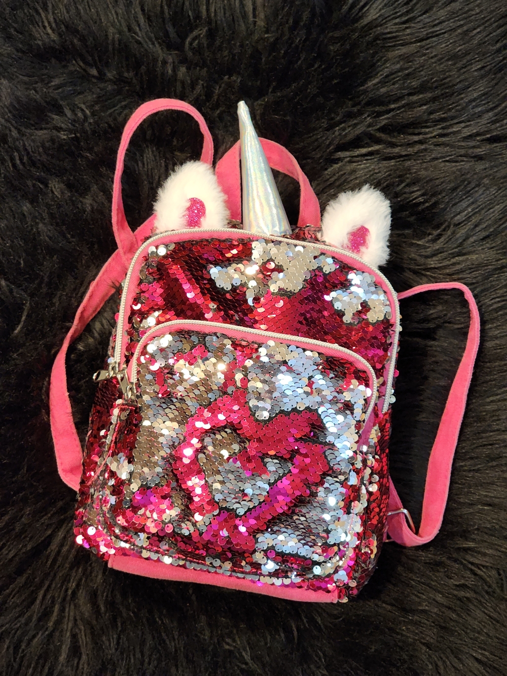 Pink Flip Sequins Unicorn Kids Backpack